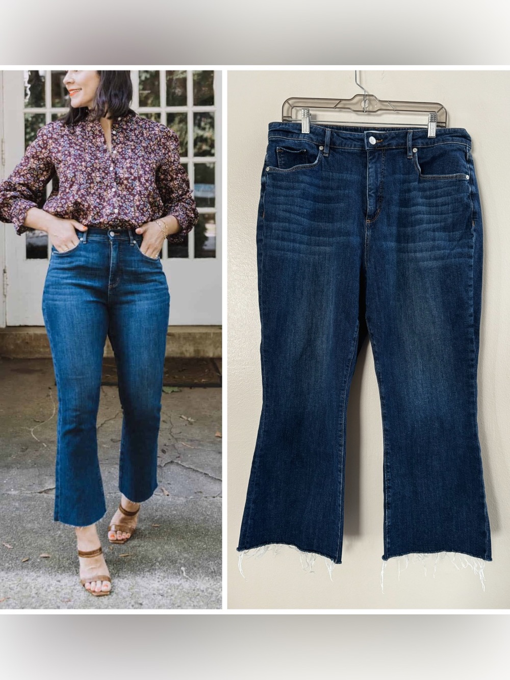 Loft Curvy Kick Crop Jeans Raw Hem Ankle Women’s 32/14